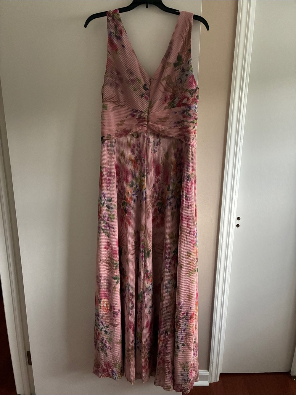 Blush Floral Twist-Front Maxi Dress